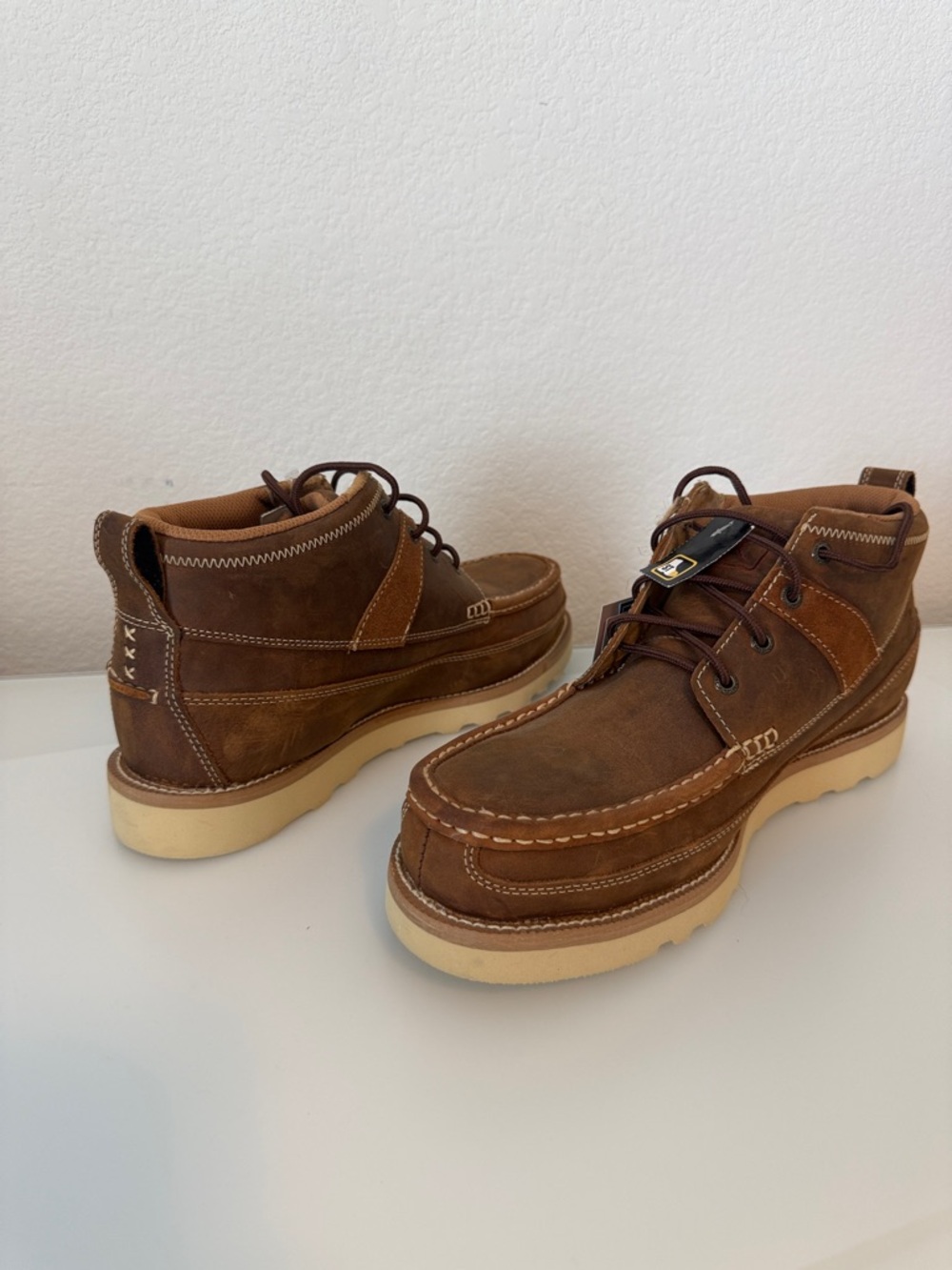 Twisted X Boot Barn Brown Leather Moc Steel Toe Chukka Boots NWT Size 10.5 W - Picture 5 of 11